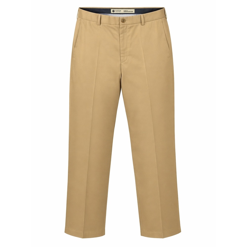 Haggar Khaki Pants Mens 42x29 Classic Fit No Iron Pleated Dress Chino